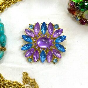 Vintage Purple & Blue Brooch
